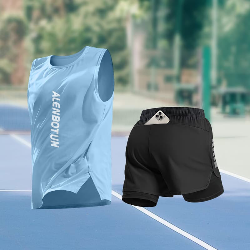 Summer sports suit for training, body-friendly quick dry basketball T-shirt for gym, shorts, for running 4