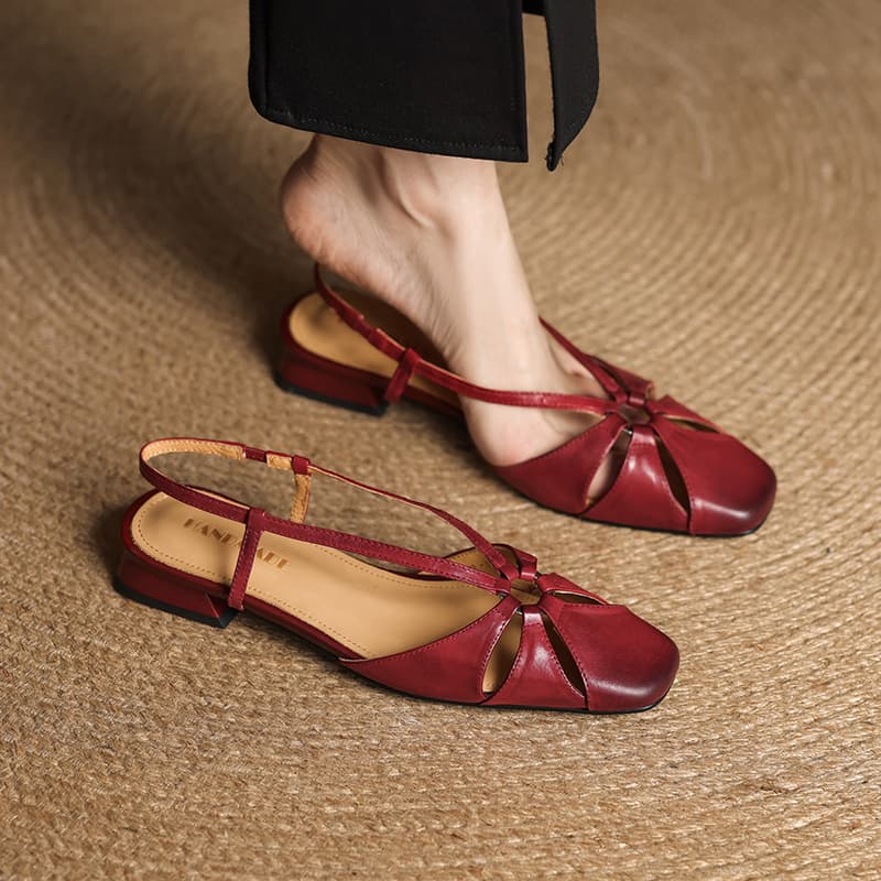 Elegant retro summer fashionable sandals, french style, closed toe, suitable for standing work, low heel 2