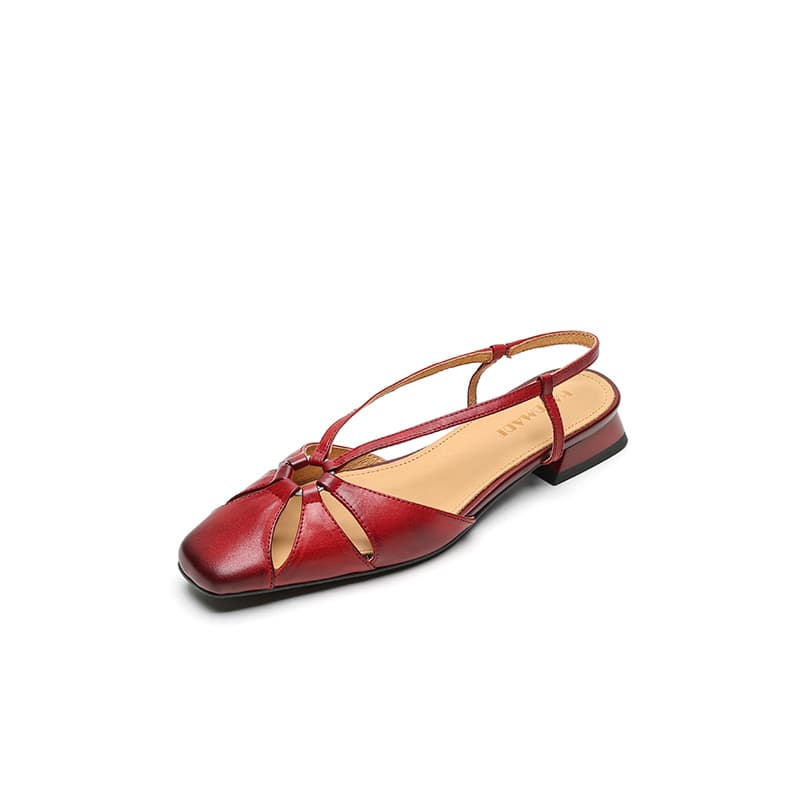 Elegant retro summer fashionable sandals, french style, closed toe, suitable for standing work, low heel 5