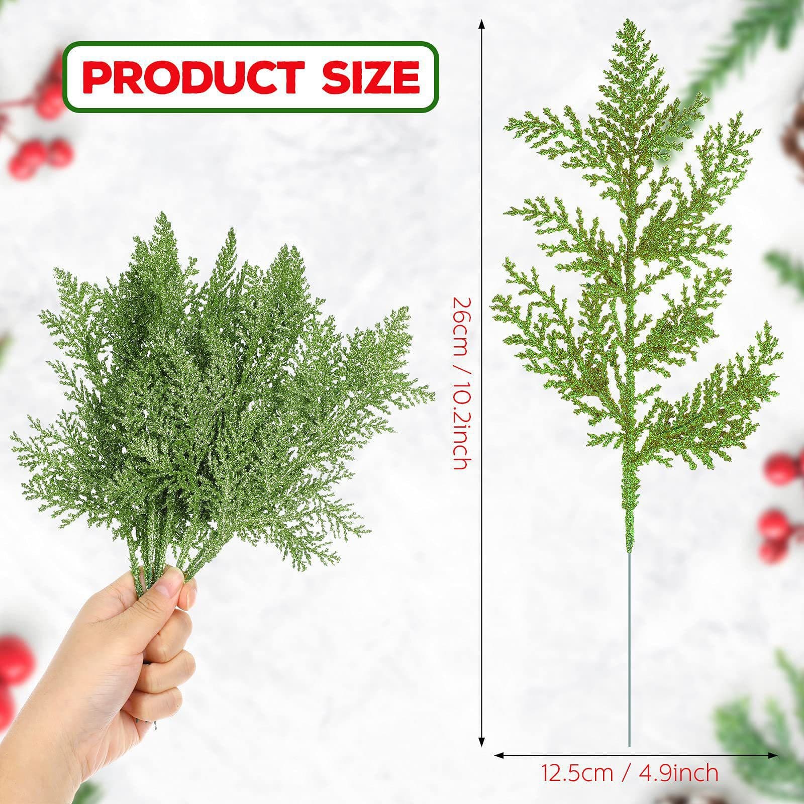Cross-border artificial pine needle branches glitter leaves Christmas flowers DIY home garden decoration garland arrangement branches 8