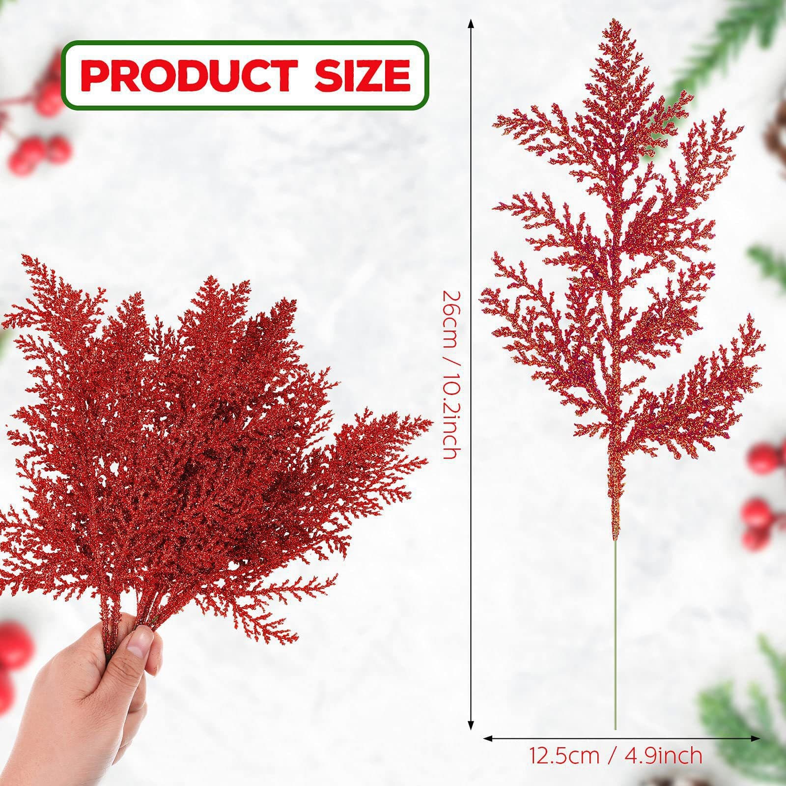 Cross-border artificial pine needle branches glitter leaves Christmas flowers DIY home garden decoration garland arrangement branches 10
