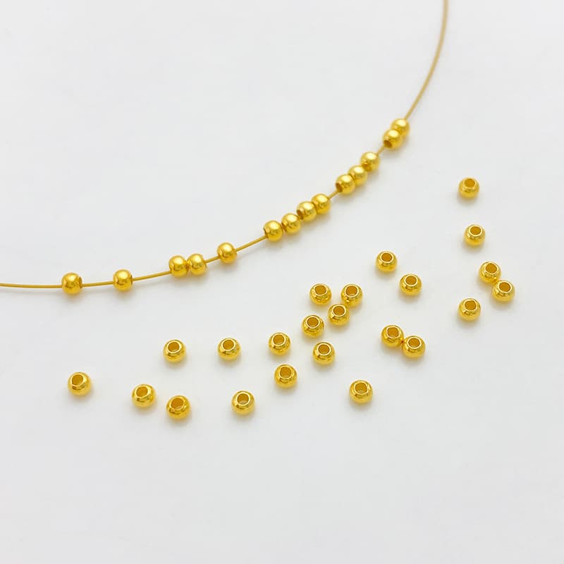 S925, round beads, bracelet handmade, accessories, silver 925 sample, 24 carat white gold, 3mm, DIY 1