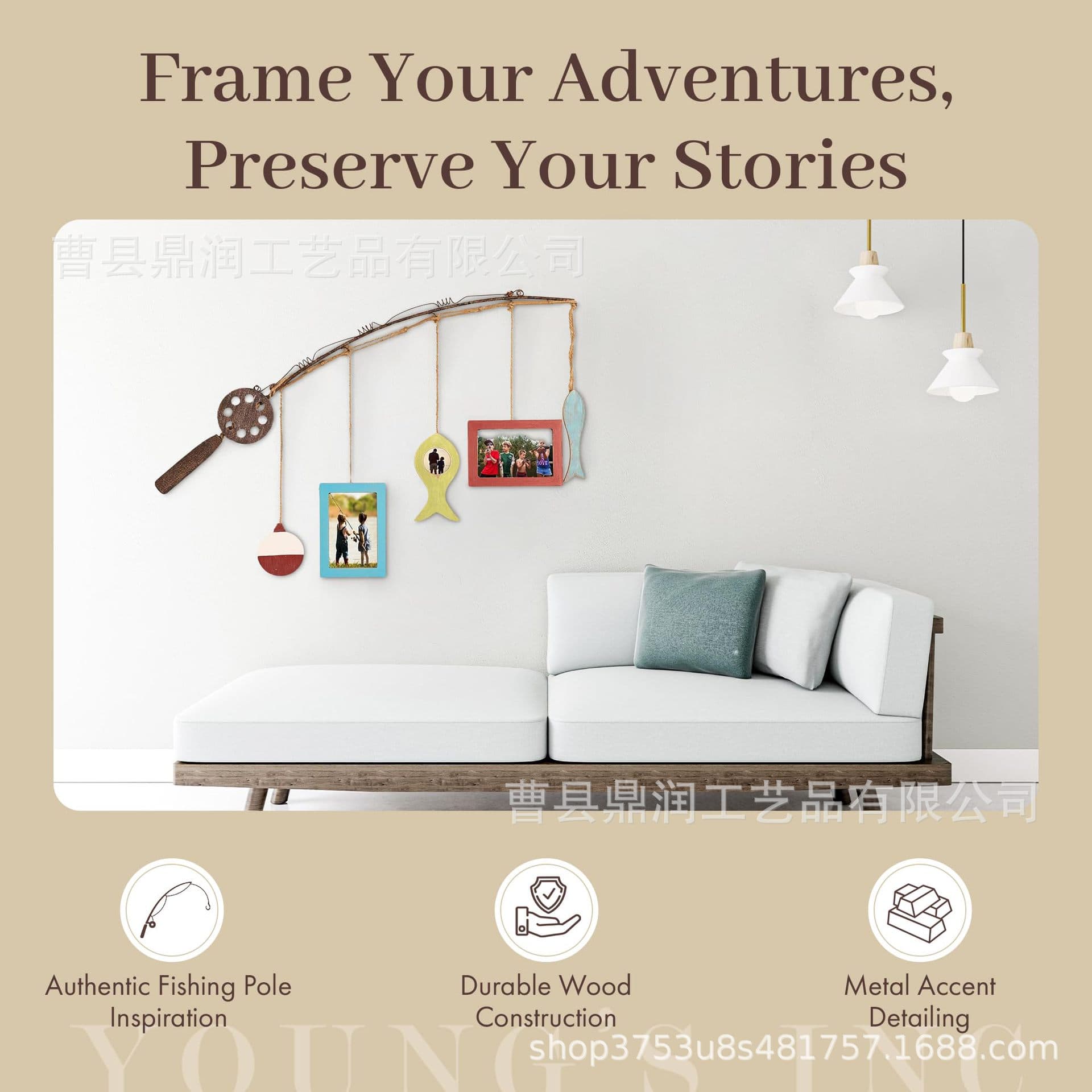 Wooden photo frame, wall mount for fishing, pendant for office for bedroom 4