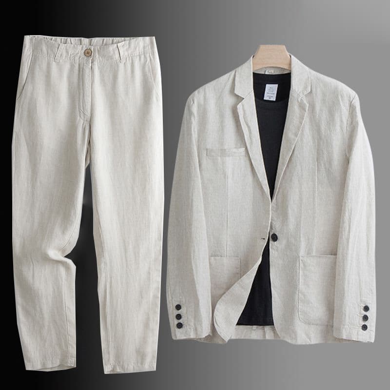 Classic suit, cotton jacket, men's style, oversize, cotton and linen 2