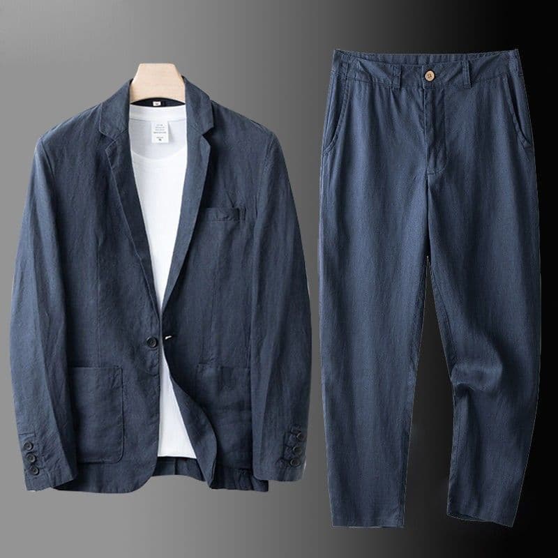 Classic suit, cotton jacket, men's style, oversize, cotton and linen 3