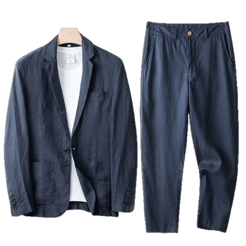 Classic suit, cotton jacket, men's style, oversize, cotton and linen 5