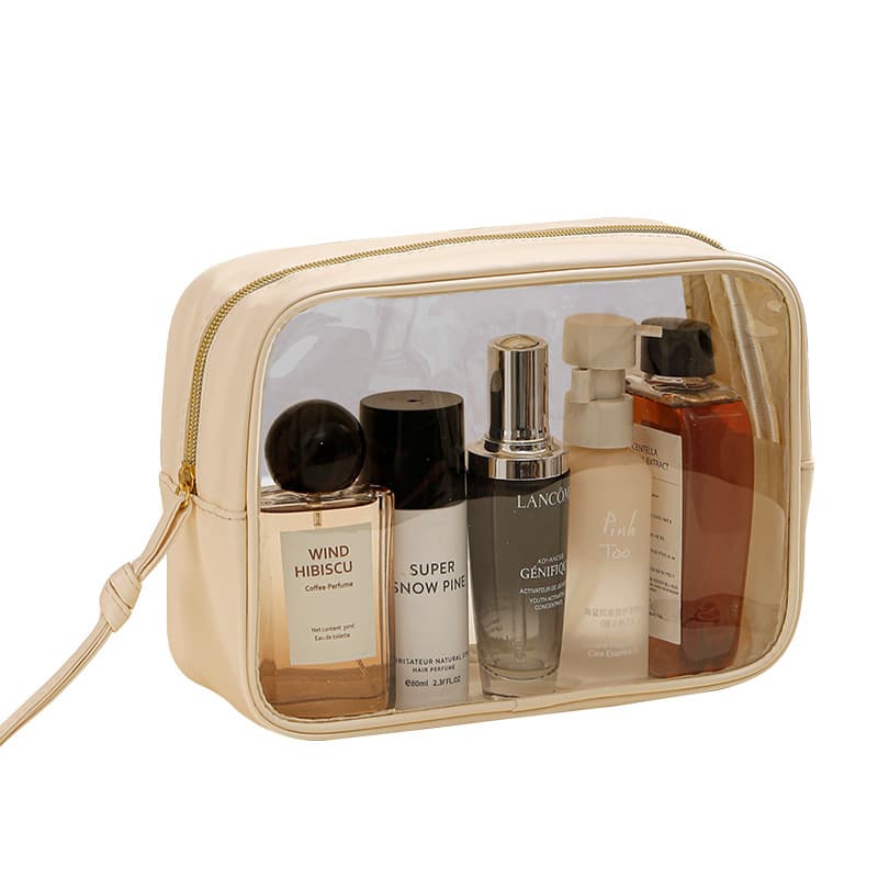 Capacious waterproof cosmetic bag for traveling PVC, handheld organizer bag 5