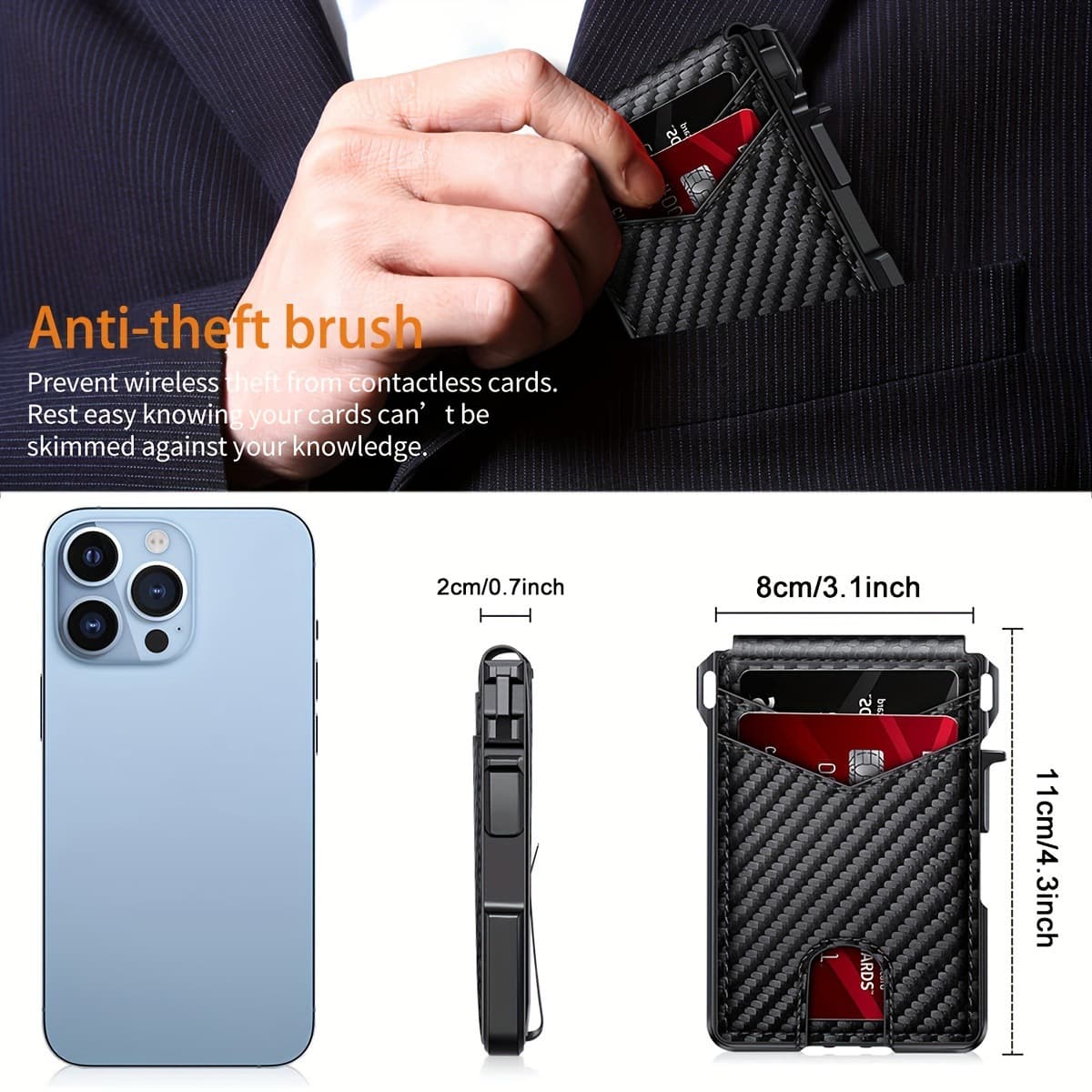 Men's Tactical Wallet Minimalist Leather Card Bag 2