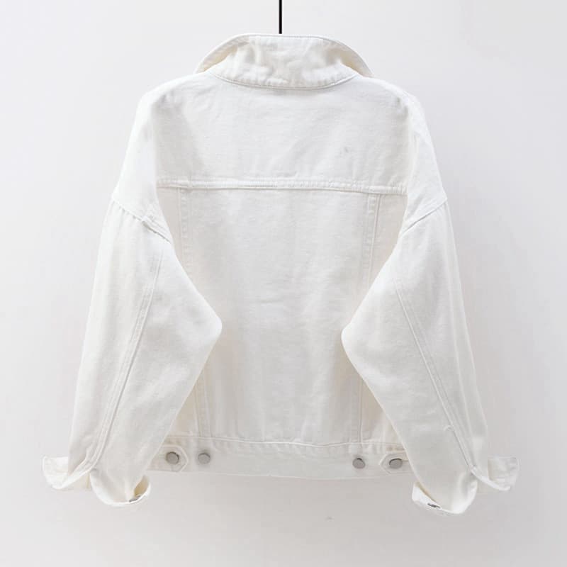 White denim jacket, autumn cardigan, Korean style 2