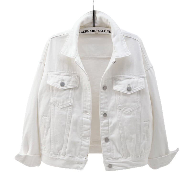 White denim jacket, autumn cardigan, Korean style 5