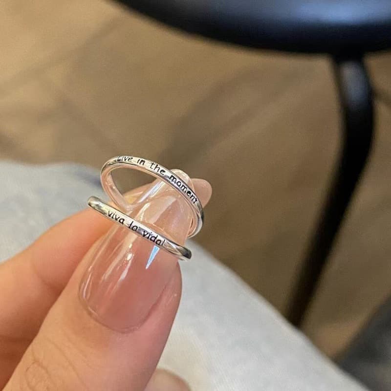 Vivalavida! Long live the letters of life in the present tail ring little finger ring opening original design 2