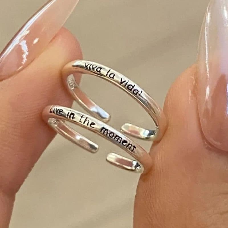 Vivalavida! Long live the letters of life in the present tail ring little finger ring opening original design 1