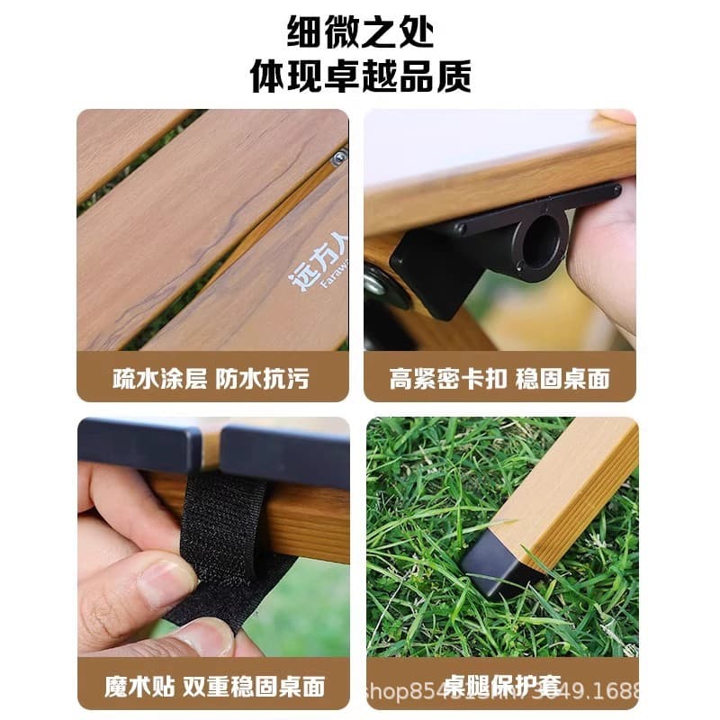 Outdoor folding table aluminum alloy double layer egg roll table people camping travel folding camping picnic portable camping table 3