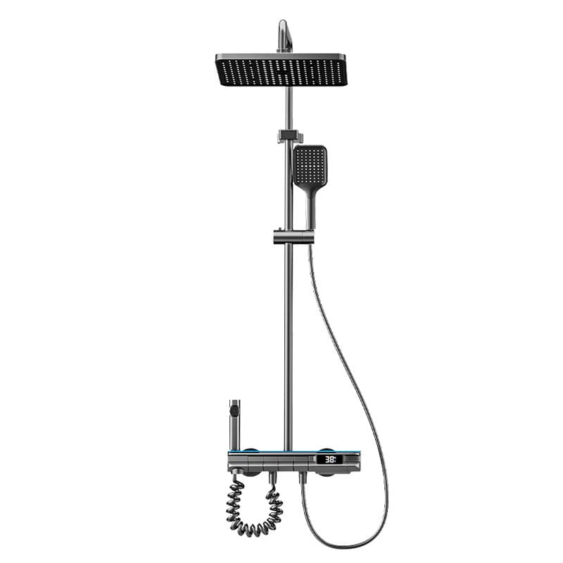 Source manufacturer shower shower set ambient light constant temperature digital display supercharged shower system button shower set 5