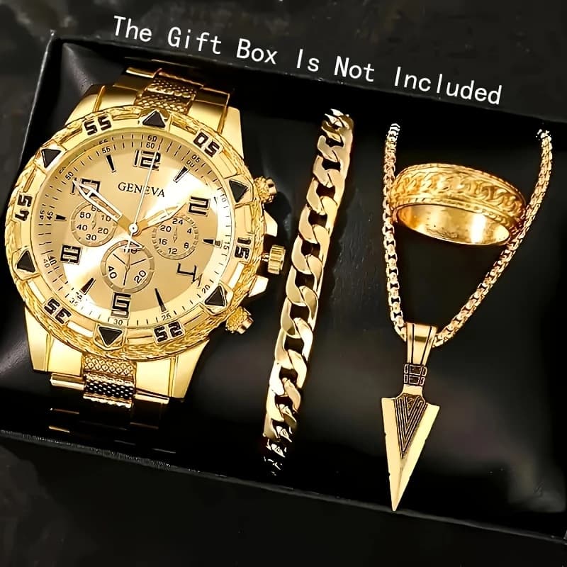 (Cross-border trading), (Wholesale), fashionable swiss watch, set, men's watch, high-quality style, Birthday gift, 4 piece set 2
