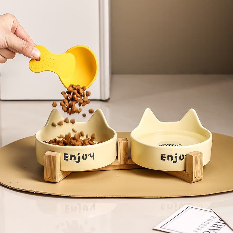 Cat Bowl Black Ceramic Dog Bowl Cat Basin Dog Drinking Water Cat Grain Bowl Pet Water Bowl Anti -overturn black bowl shelf 4