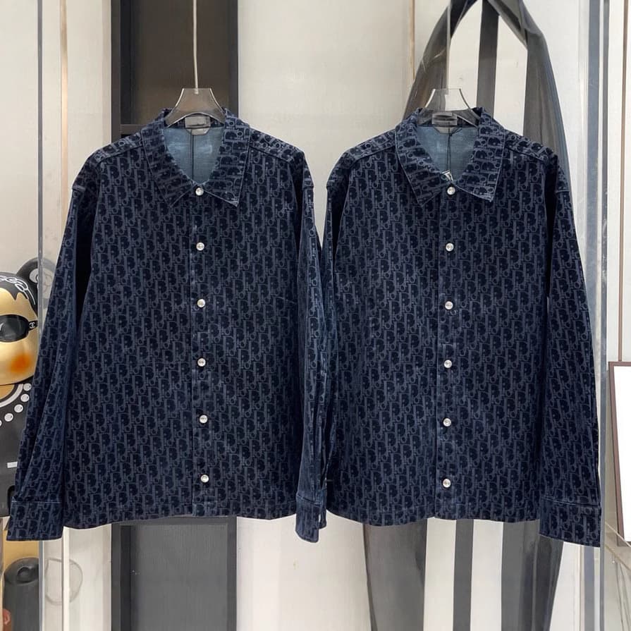 Good quality foreign trade micro business wholesale dark pattern full print CD men's denim jacket men's jacket 1