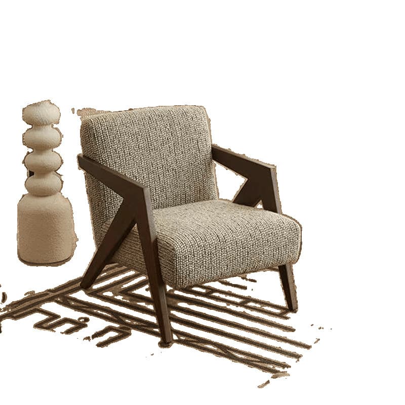 Richard single sofa chair medieval living room striped chair leisure chair solid wood lazy sofa chair back 5