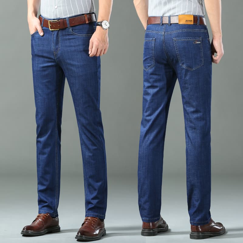 Summer thin silk quality jeans, elastic trousers, Korean style, loose straight fit 4
