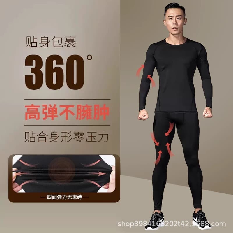 Ski demi-season quick dry base keep warm underwear, sports suit, fleece travel set, tight, for running 2