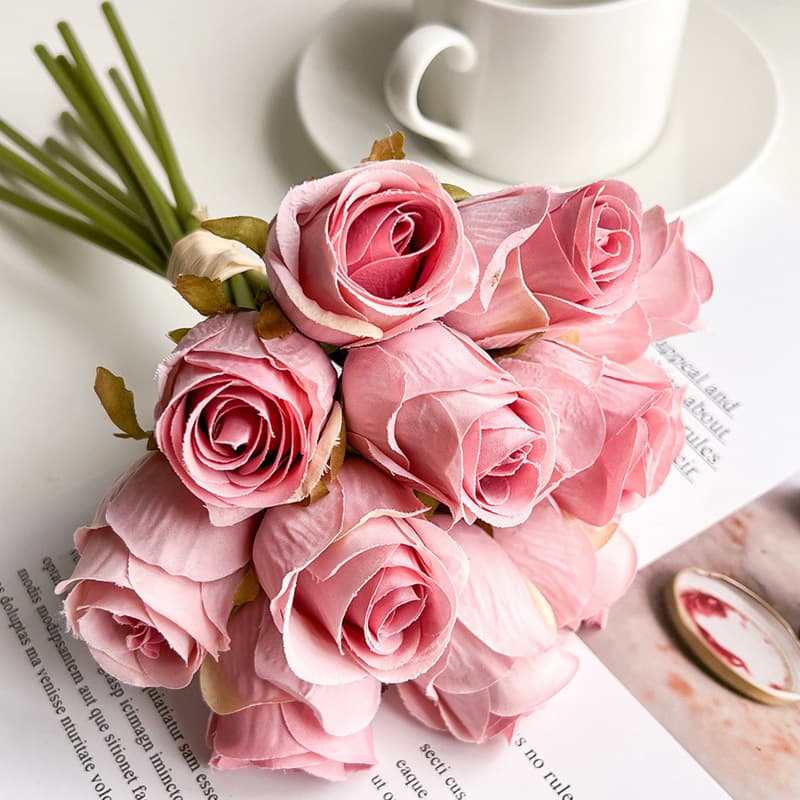 [12PCS Rose Artificial Flower for White Wedding Decoration] 5