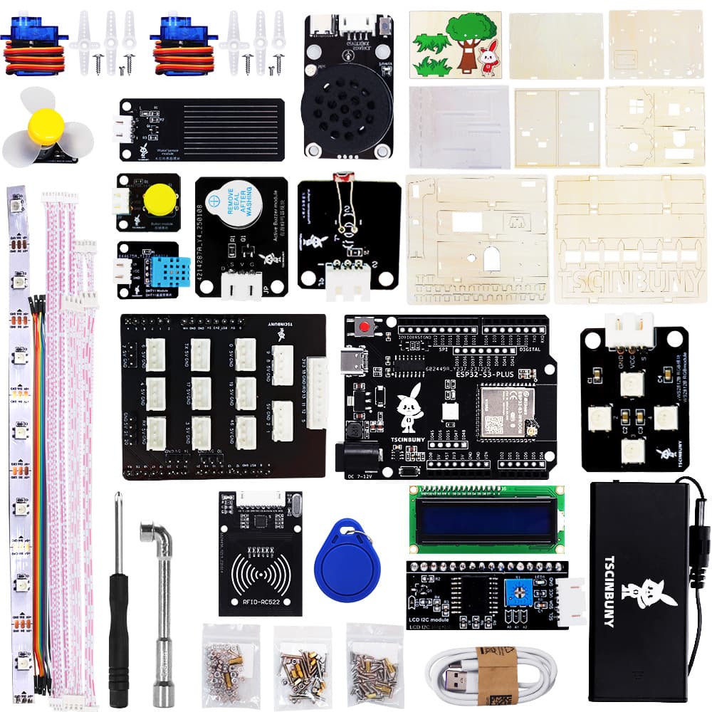ESP32 Internet of Things Smart Home House Kit Wooden House WIFI Remote Control Maker Programming Teaching Kit 4