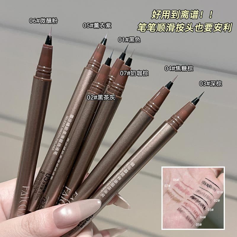 Ultra-fine pen tip~ Eyeliner pen eyelashes, eyebrows, waterproof, no smudge, fine soft, brown lotus purple 3*e flat replacement