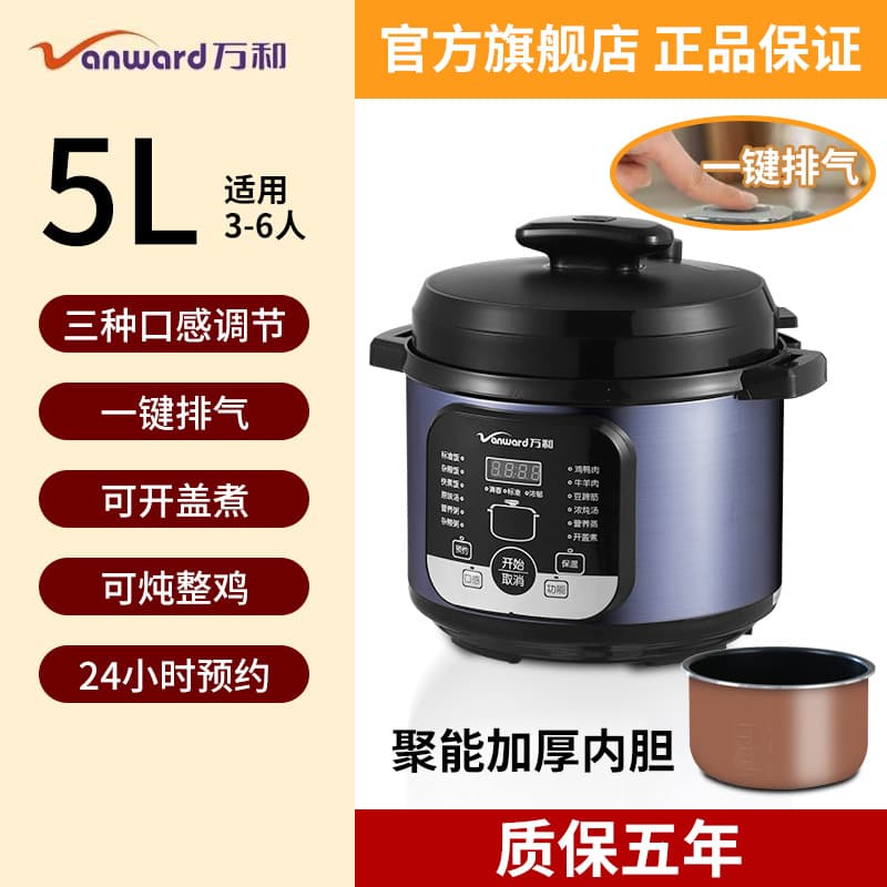 Newly launched Wanhe electric pressure cooker luxury square pressure cooker household stainless steel body electromechanical pressure cooker manufacturer wholesale 6