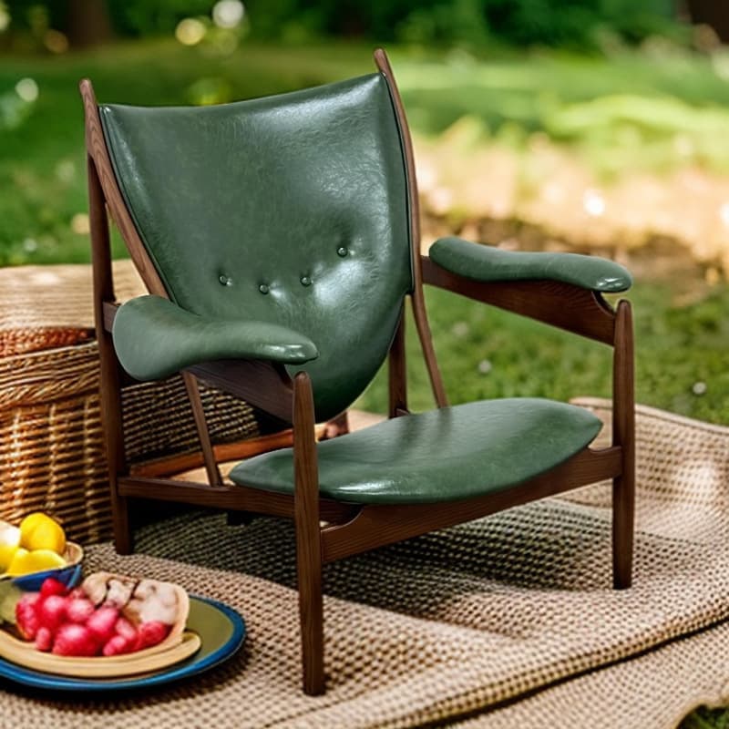 Italian master chieftain chair solid wood leather chair single living room leisure chair balcony designer secondhand sofa chair 2