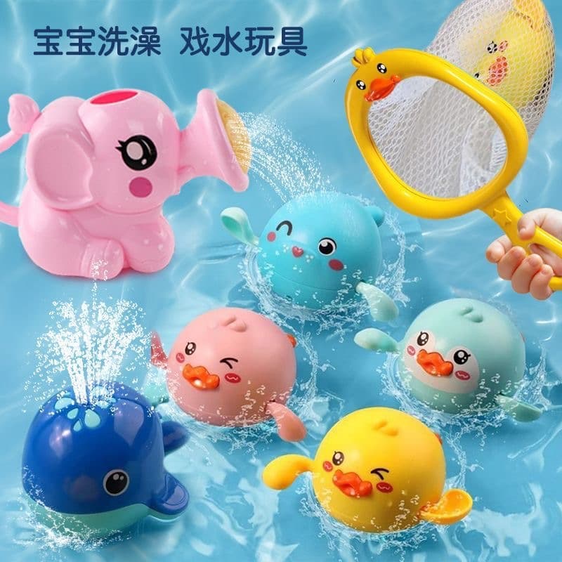 B.Duck, beach toy for bath, children's teapot, elephant 1