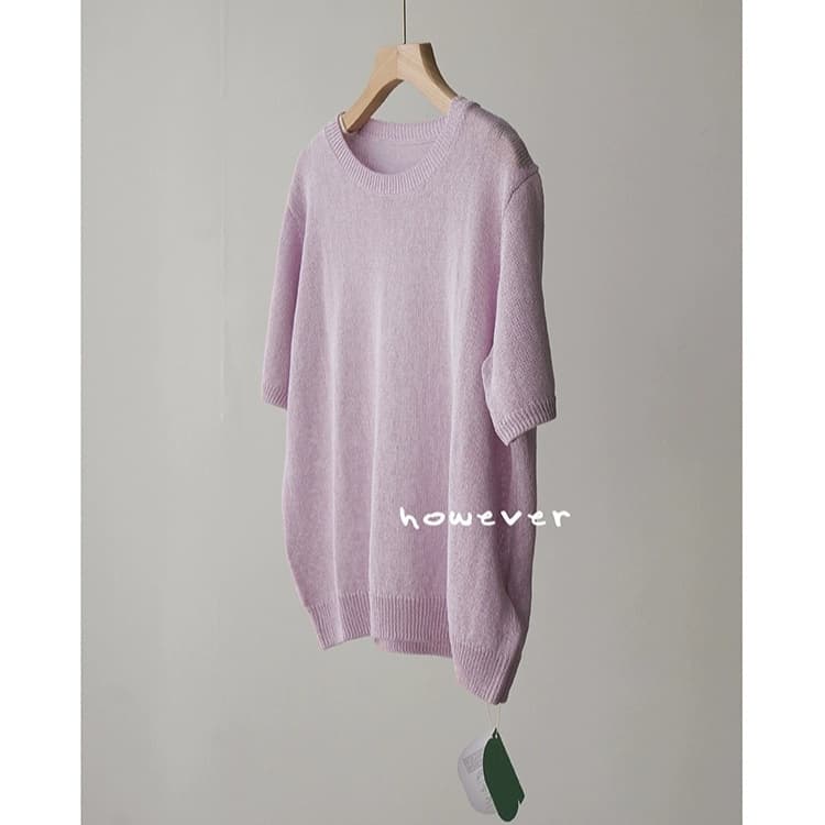 Japanese import knitted summer sweater with a round collar, T-shirt, loose fit 2