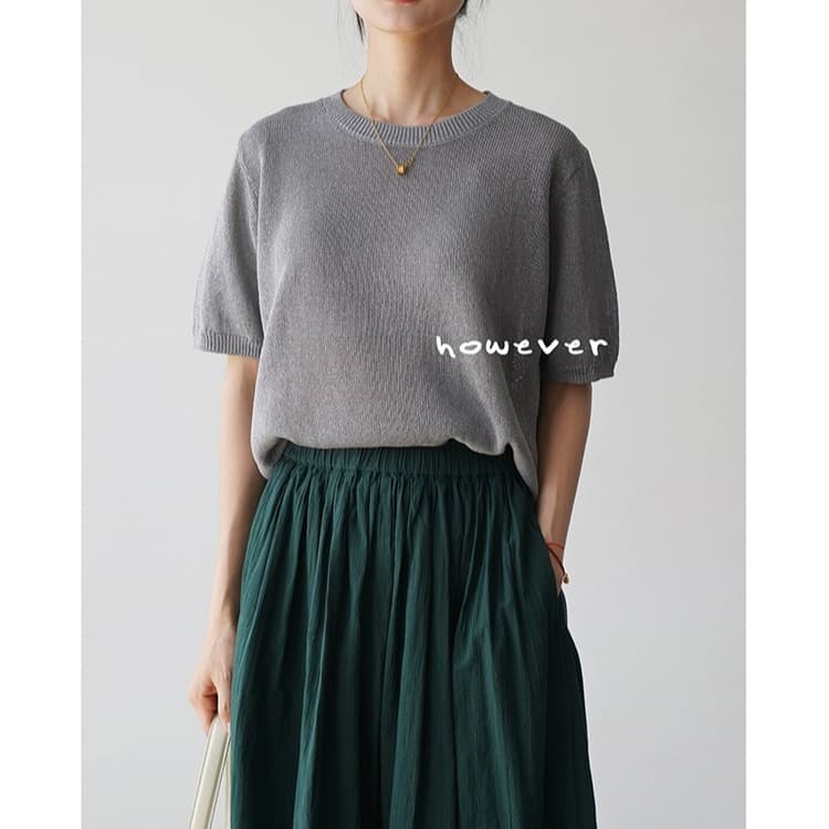 Japanese import knitted summer sweater with a round collar, T-shirt, loose fit 3