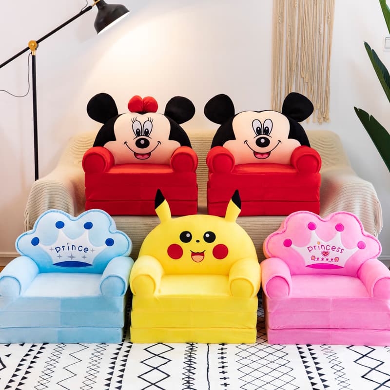 Cartoon children's folding sofa for kindergarten, long chair for boys and girls 4