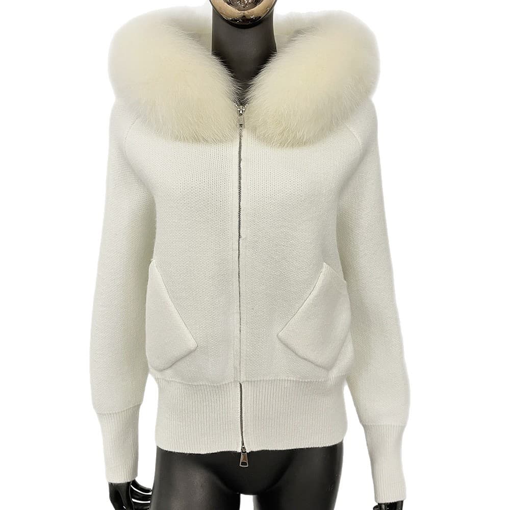 Demi-season knitted removable big sweater, cardigan with hood, Korean style 5