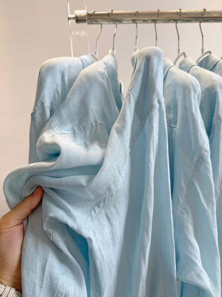 CHAO recommends!Sky Blue Linen Cool Shirt Women's 2026 Summer Lazy Sunscreen Top Women's Long Sleeve 1