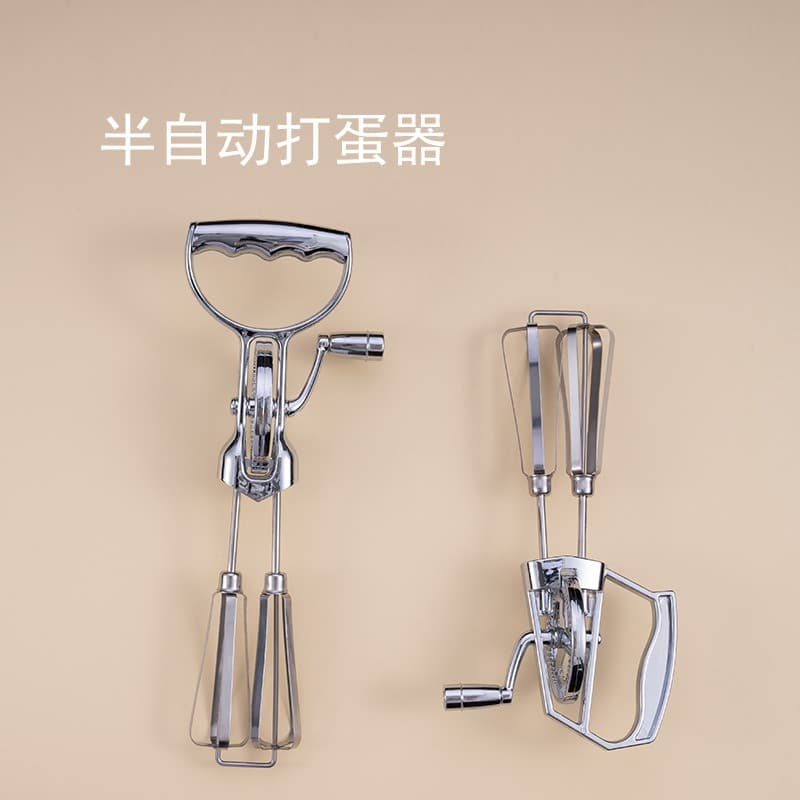 Spot wholesale and retail hand-cranked electroplated egg beater double-wheeled stainless steel kitchen mixer cake baking tools 1