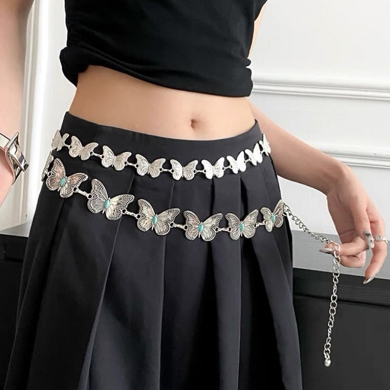 Retro metal design chain, accessory, universal belt, boho style, trend of season, high-quality style 2