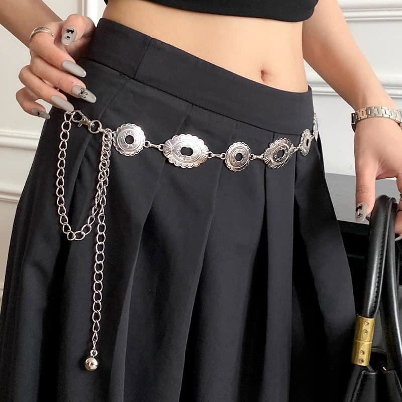 Retro metal design chain, accessory, universal belt, boho style, trend of season, high-quality style 4
