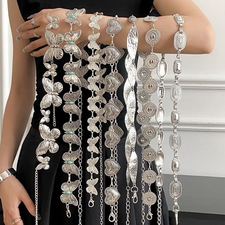 Retro metal design chain, accessory, universal belt, boho style, trend of season, high-quality style