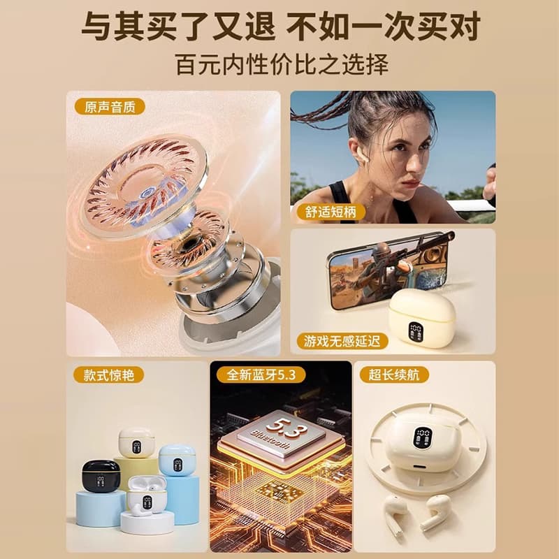 Bluetooth headset 2025 new smart wireless noise reduction high quality in-ear style, long-lasting and long-lasting battery life 2
