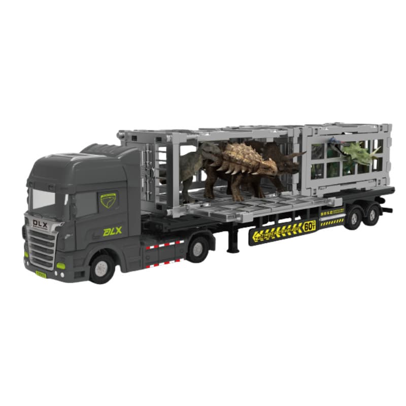 Children's dinosaur, transport, trailer, travel card case, truck, car model, toy car for boys, science and technology, 6 years 5