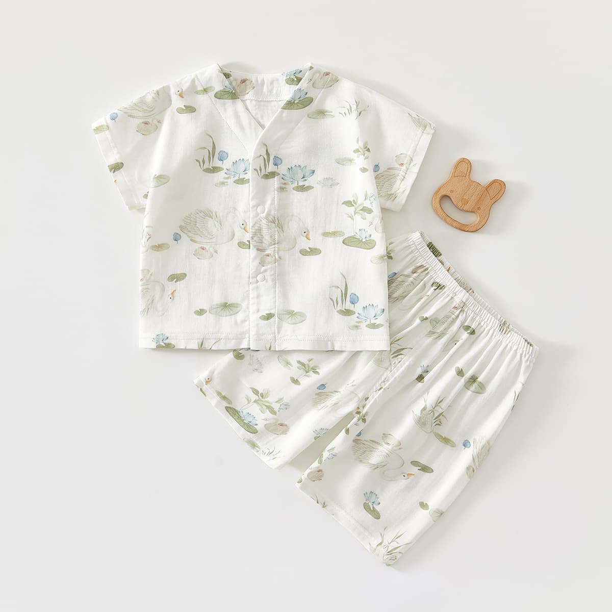 Children's split summer thin set, gauze pijama, with short sleeve 2