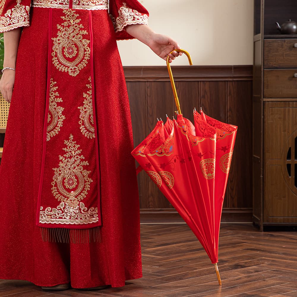 Wedding bride red umbrella new Chinese style wedding umbrella bride's dowry umbrella high-end wedding special umbrella wholesale 3