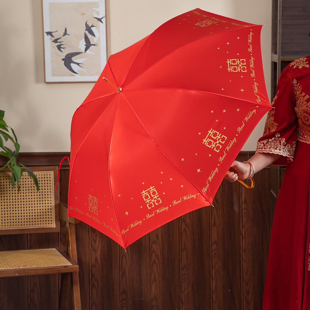 Wedding bride red umbrella new Chinese style wedding umbrella bride's dowry umbrella high-end wedding special umbrella wholesale 4