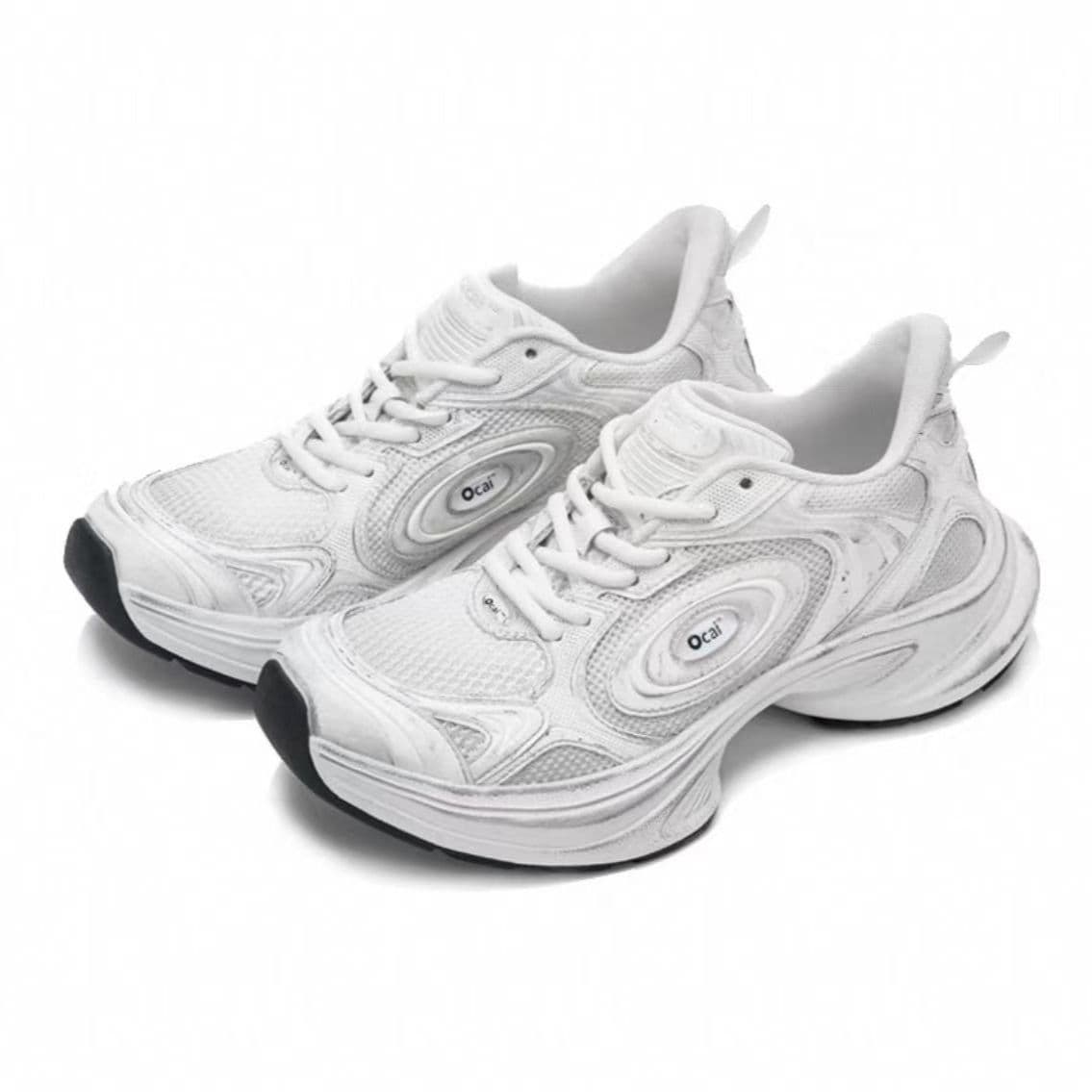 Ocai "Disk Runtech" silver-white UFO running shoes, couples' height-enhancing sports national trendy dad shoes 3
