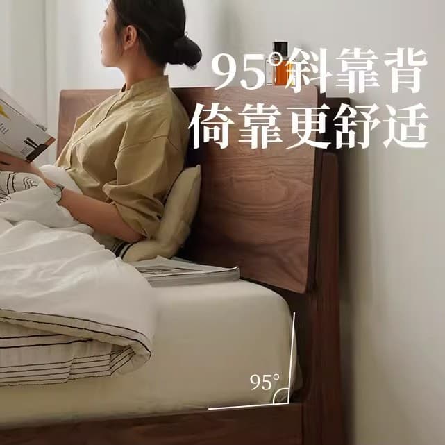 Solid wood bed modern simple 1.5m household walnut single bed 1.8m master bedroom red oak bed double wholesale 2