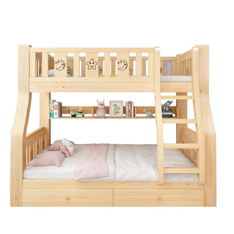 Solid wood bunk bed, two-story high and low bed, double bed, bed table, small apartment children's bed, double bed 5