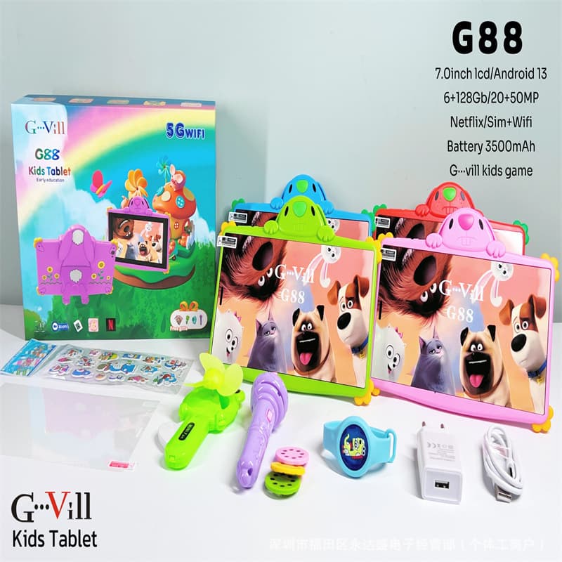 Cross -border G88 children's tablet computer dual camera GPS Android WiFi plug -in SIM KID TABLET learning machine