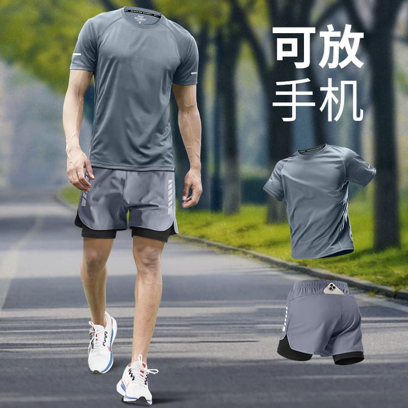 Sports suit, silk thin quick dry T-shirt, body-friendly equipment for training for gym, with short sleeve, for running, new collection 3