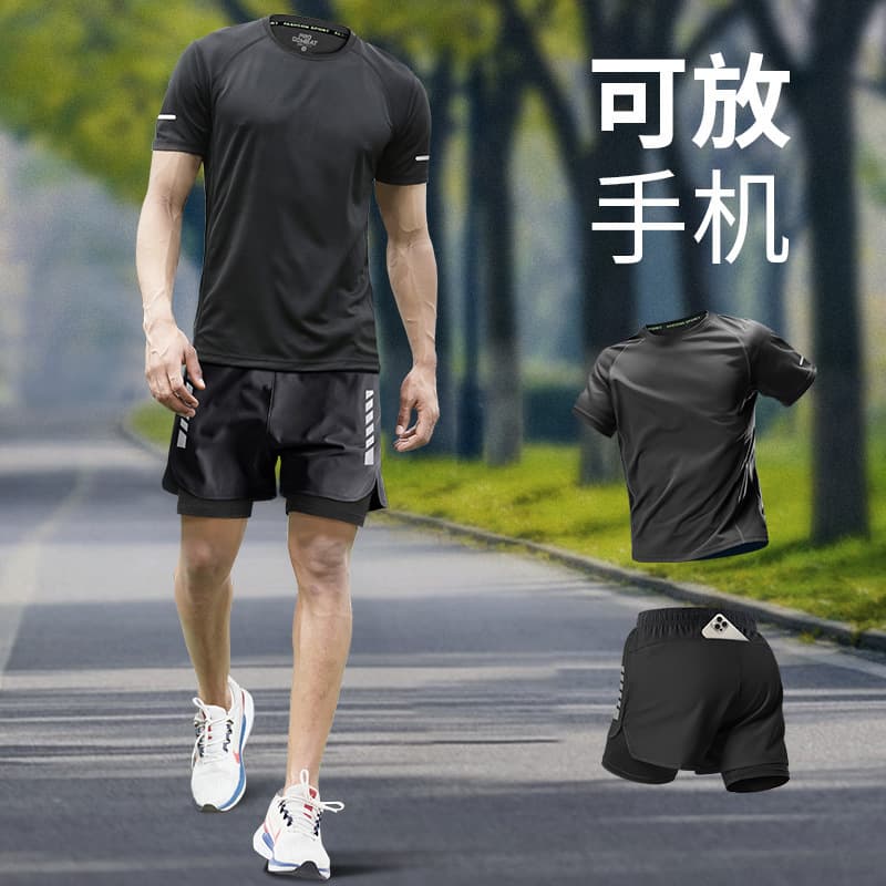 Sports suit, silk thin quick dry T-shirt, body-friendly equipment for training for gym, with short sleeve, for running, new collection 4
